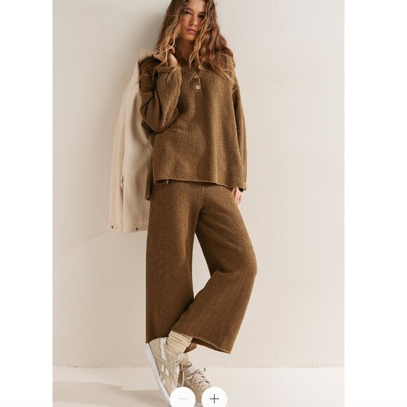 NWT Free People Free-est Hailee Sweater Set in bronze toffee brown tan neutral - Picture 3 of 4